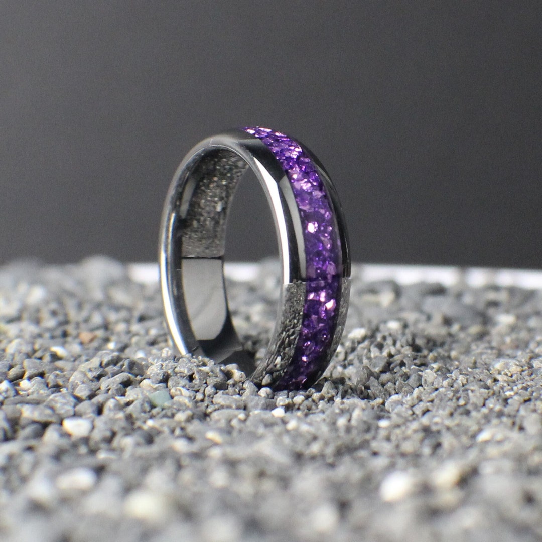 Amethyst Ring, Birthstone Ring, Amethyst Wedding Band, 6mm Wide Ring ...