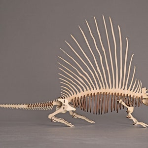 3D Puzzle Dinosaur Dimetrodon Laser Cut Wooden Detailed Realistic Dino Skeleton Jurassic Adult Kids Jigsaw Toy Playroom Decor Collectible