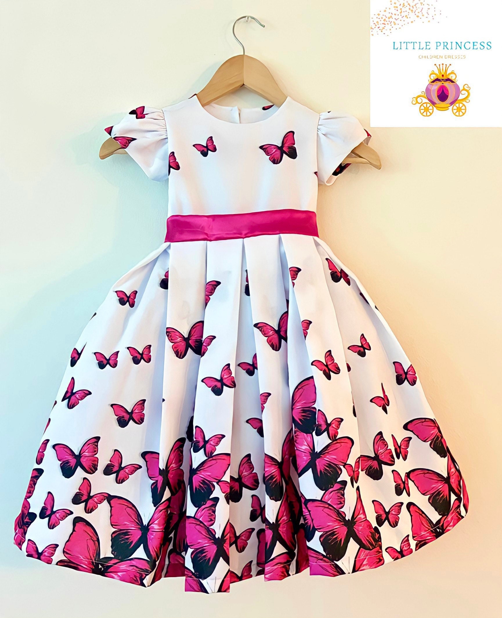 Easter Girls Dress Pink Butterfly Dress 