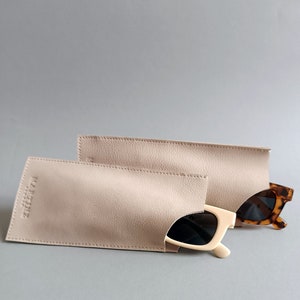 Etui à lunettes de soleil en cuir, étui à lunettes beige, étui à lunettes, protège-lunettes souples, porte-lunettes de soleil minimaliste