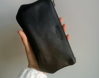 Cartera grande de cuero marrón oscuro: cartera de cuero genuino con cremallera, organizador premium, espacioso tarjetero