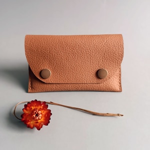 Cartera pequeña de cuero, Monedero minimalista, Tarjetero, Monedero de viaje, Monedero con cierre a presión, Minicartera para ella, Monedero de edición limitada,