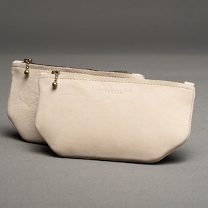 Leather wallet, Money pouch, Beige credit card holder, Versatile pouch, Small zipper bag, Coin case