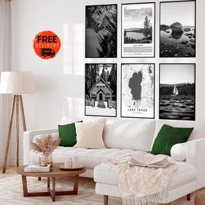 Lake Tahoe Nevada Home Decor Prints Set of 6, Lake Tahoe Sierra Nevada Travel Wall Art Photo Poster Prints,Lake Tahoe Home Office Wall Decor