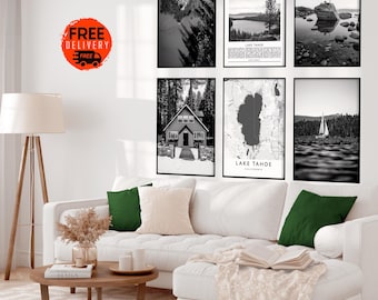 Lake Tahoe Nevada Home Decor Prints Set of 6, Lake Tahoe Sierra Nevada Travel Wall Art Photo Poster Prints,Lake Tahoe Home Office Wall Decor