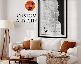 Custom City Wall Art Prints, Custom City Map Art Poster, City Maps,Custom City Map Print,City Map Printable,Custom City Map Digital Download