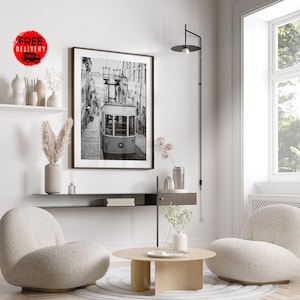 Lisbon Portugal City Wall Art Poster Print Black and White, Lisboa Portugal Travel Photo, Europe Vintage Cityscape Poster,Gift for Travelers