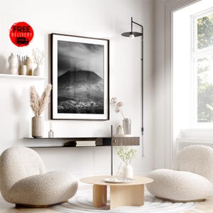 Costa Rica Arenal Volcano National Park Mountain Wall Art Poster Print, Costa Rica Black White Photography Downloadable Print, Travel Art