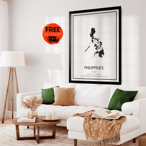 Impressão de mapa das Filipinas, mapa das Filipinas, impressão do mapa da cidade das Filipinas, pôster das Filipinas, arte da parede das Filipinas, decoração de parede das Filipinas, mapa PHIL