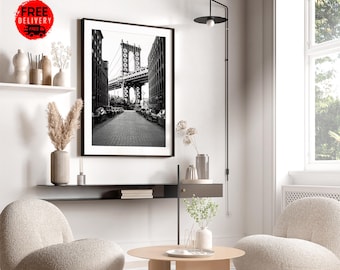 Fotografía en blanco y negro del Puente de Brooklyn: Póster turístico de Nueva York (Descargar)