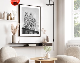Póster de la ciudad de Portland, fotografía en blanco y negro, decoración de pared artística de Oregón, letrero del casco antiguo de Portland, Oregón, EE. UU., póster de viaje, regalo de arte de pared