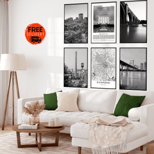 Richmond Virginia Wall Art, Richmond VA Map Print, Richmond Prints Set of 6, Richmond Virginia Art Poster,Richmond Virginia Map, Richmond VA