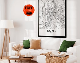 Rome City Map Art Print, Rome Italy Wall Art, Rome Poster Print, Digital Printable Art, Modern Wall Art, City Map Print,Rome Art, Rome Print