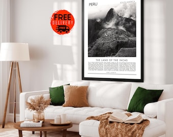 Fotografía atemporal del Perú, impresión del Perú, arte mural del Perú, póster del Perú, fotografía del Perú, impresión artística del póster del Perú, arte de llamas del Perú, fotografía de Machu Picchu