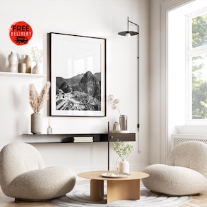 Machu Picchu Peru Wall Poster Print Black and white Home office Decor , South America Travel Art Prints, Wall Art, Travel Poster, Peru Print