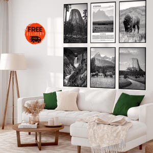Wyoming  Yellowstone National Park Wall Art Prints Set of 6, American Bison Buffalo Decor Poster Art Print,Western Wall Art,Grand Teton Park