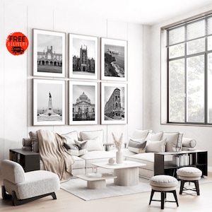 Belfast City Black & White Wall Art Poster Prints Set of 6,Northern Ireland Art Prints,Download,UK, Cq Belfast Posters,Thrones Travel Prints