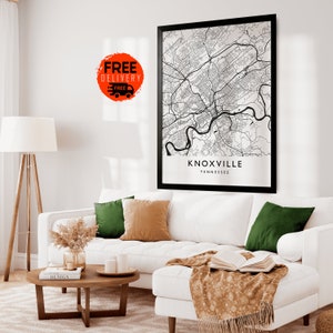Knoxville Tennessee TN City Wall Art Print, Knoxville Map Print, Knoxville TN, Travel Poster, Office Wall Art, Knoxville Map, Knoxville Art