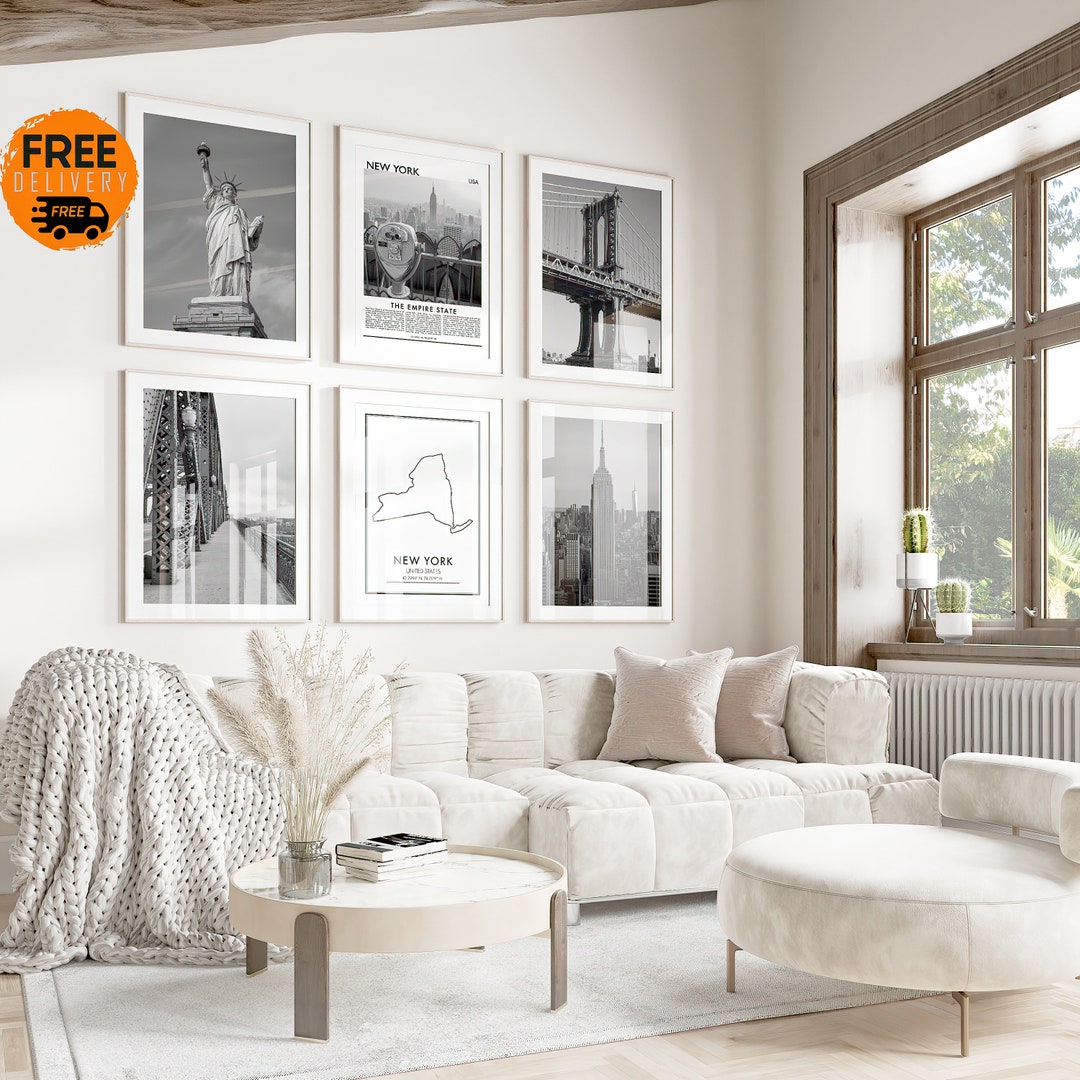 New York City NYC Wall Art Print, New York Black and White Empire State ...