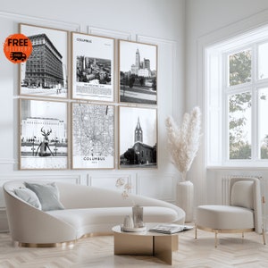 Columbus Ohio Wall Art City Prints, Set of 6, Columbus Ohio Map Print, Columbus Ohio Art, Columbus Print, Columbus Ohio Poster, City Article