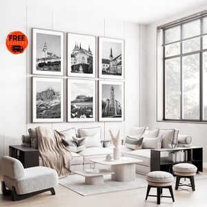 Slovakia Black and White Wall Art Prints Set of 6, Slovakian Art, Czech Slovakia Nature Photography,Slovensko, Bratislava, Mountains, Travel