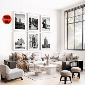 Cleveland City Black & White Wall Art Print Posters Set of 6, Cleveland Prints, Download,Ohio Posters, Travel Photography, Cleveland Artwork