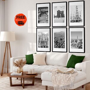 Barcelona Spain City Wall Art Poster Print Black and White Set of 6, Travel Photography, España, Barcelona Print, Spain Art, Europe Vacation