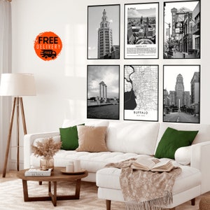 Impression Buffalo New York, plan de la ville Buffalo, lot de 6 impressions Buffalo NY, art mural Buffalo New York, affiche Buffalo, impression Buffalo New York City