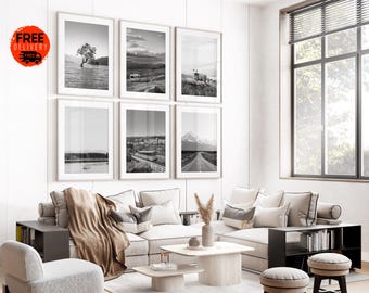 New Zealand Wall Art Poster Prints Set of 6, Black and White New Zealand Prints Home Office Decor,Travel NZ,Nature,Pure New Zealand Artwork
