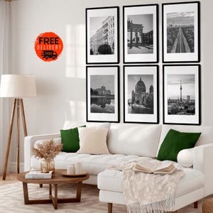 Berlin Germany City Wall Art Poster Print Set of 6 Black and White, Deutschland Historical City, Berlin City Travel Photography,Europe Decor