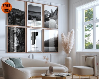 Vermont City Art Prints, Vermontian Art, State of Vermont Artwork, Vermont Wall Art Set of 6 City Prints, Vermont Poster Map Print, VT Photo