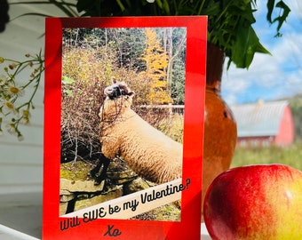 Sheep Valentine Card- EWE Cards -"Will EWE be my Valentine?" - Valentine Greeting/ Note Card - Blank Inside for personal message