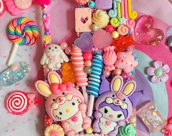 Custom decoden resin phone case, kawaii kitty candy effect for iPhone and Samsung
