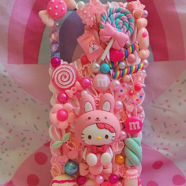 Kawaii Kitty rosa Blume individuelle Decoden-Handyhülle für Iphone Samsung