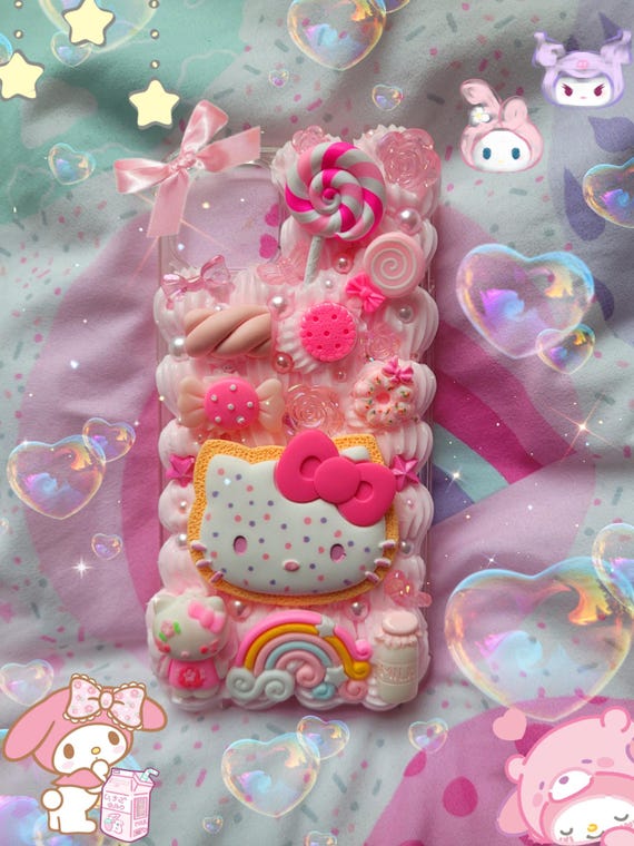 Kawaii kitty pink candy decoden phone case for Iphone Samsung