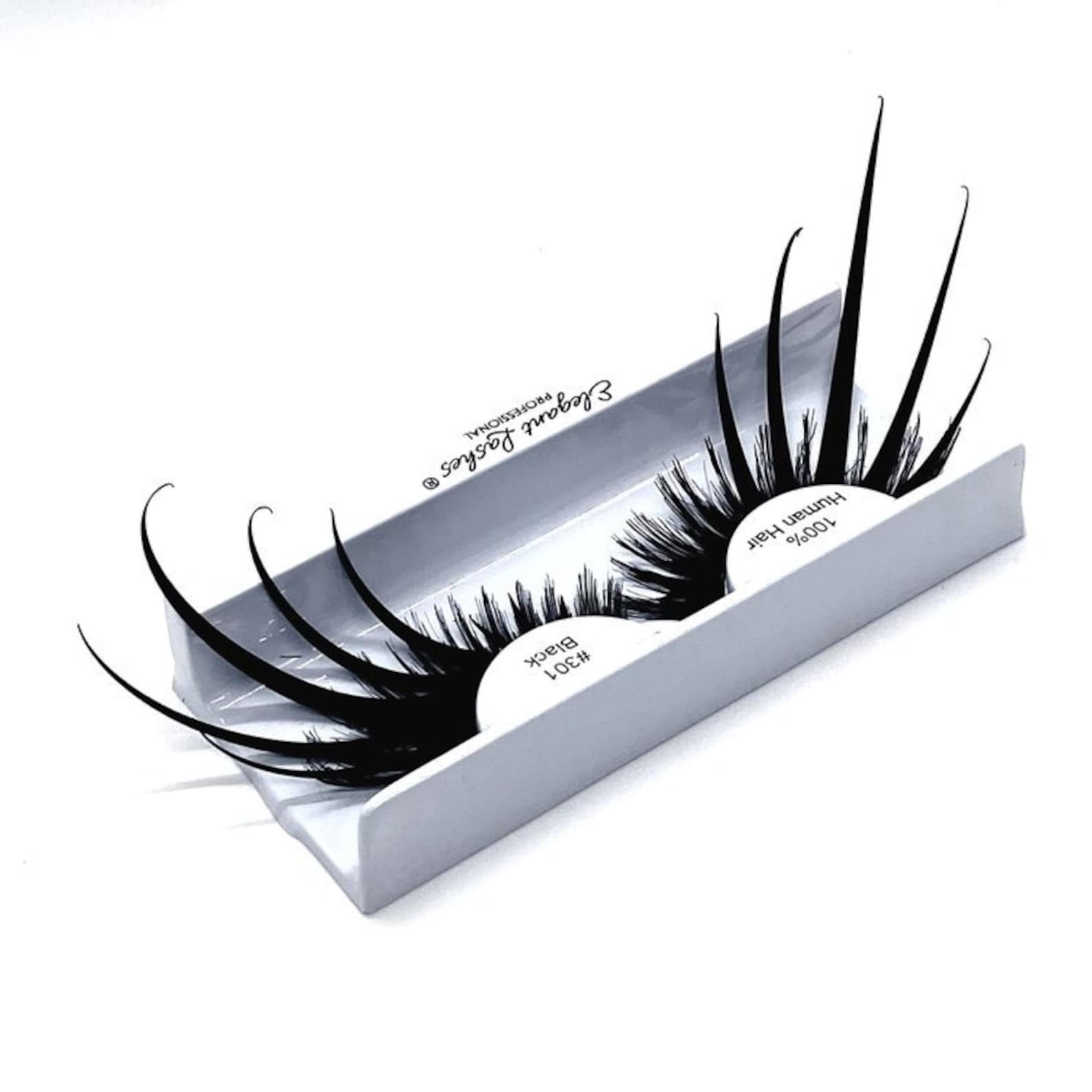 New Girl black Matsugay paper lashes with long curved spikes, ideal for dramatic gothic lashes and big eye looks.