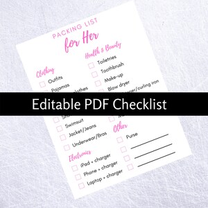 Editable Packing List for Her *Customizable!