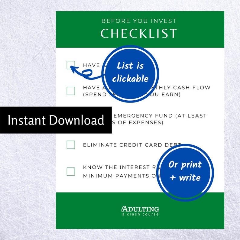 Editable Investing Checklist - Etsy