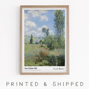Claude Monet Print, View of Vétheuil Landscape Painting, Monet Exhibition Poster, Impressionism Wall Art, Vetheuil in Summer, Monet Print
