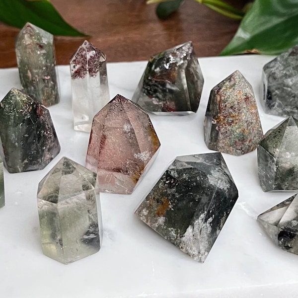 Unique Garden Quartz Tower / Lodolite Quartz Crystal / Scenic Phantom Quartz Crystal / Natural Inclusion Quartz