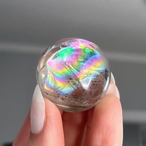 Natural Rainbow Quartz Sphere / Small-Batch Indonesian Clear Quartz Sphere with Huge Rainbows