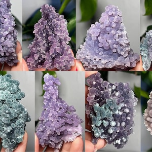 You Pick! Medium Grape Agate Clusters / High Grade Green and Purple Bi-Color Botryoidal Chalcedony Cluster / Crystal Statement Piece