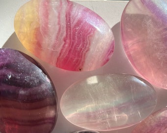 You Pick! Candy Fluorite Palm Stones / High Quality AAA Grade Fluorite / Gorgeous Pastel Colored Fluorite