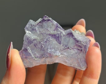 Rare Yaogangxian Purple Phantom Fluorite with Quartz / Yaogangxian Mine, Hunan China / Purple Zoned Cubic Fluorite / Pattern Fluorite