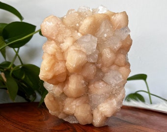 XL Peach Stilbite with Sparkly Apophyllite / Unique Zeolite Specimen