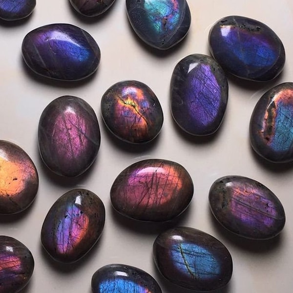 BACK IN STOCK! Rainbow Sunset Labradorite / High Flash Silver Labradorite Palm Stones / Pink Labradorite / Orange Labradorite / Worry Stone