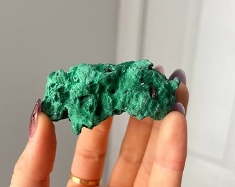 Funky Fibrous Malachite Specimen / Raw Malachite Specimen / Fibrous Malachite Crystal