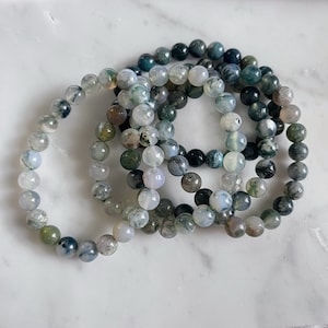 Light and Dark Moss Agate Bracelet / Dainty Handmade Crystal Bead Bracelet / High-Quality Handmade Moss Agate Bracelet / Stackable Bracelet
