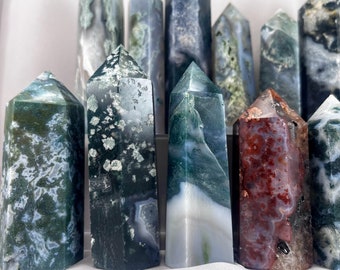 Moss Agate Collection / Wholesale Moss Agate / 1lb Moss Agate Towers / Moss Agate Obelisks