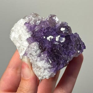 Purple Fluorite from Tule Mine, Melchor Múzquiz Municipality, Coahulia, Mexico / Natural Dark Purple Mineral Specimen Cubic Cluster Crystal